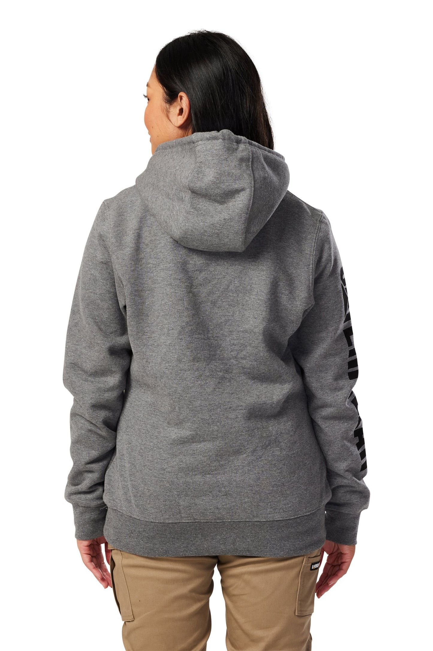 CAT - Womens Trademark Banner Pullover Hoodie (Dark Heather Grey)