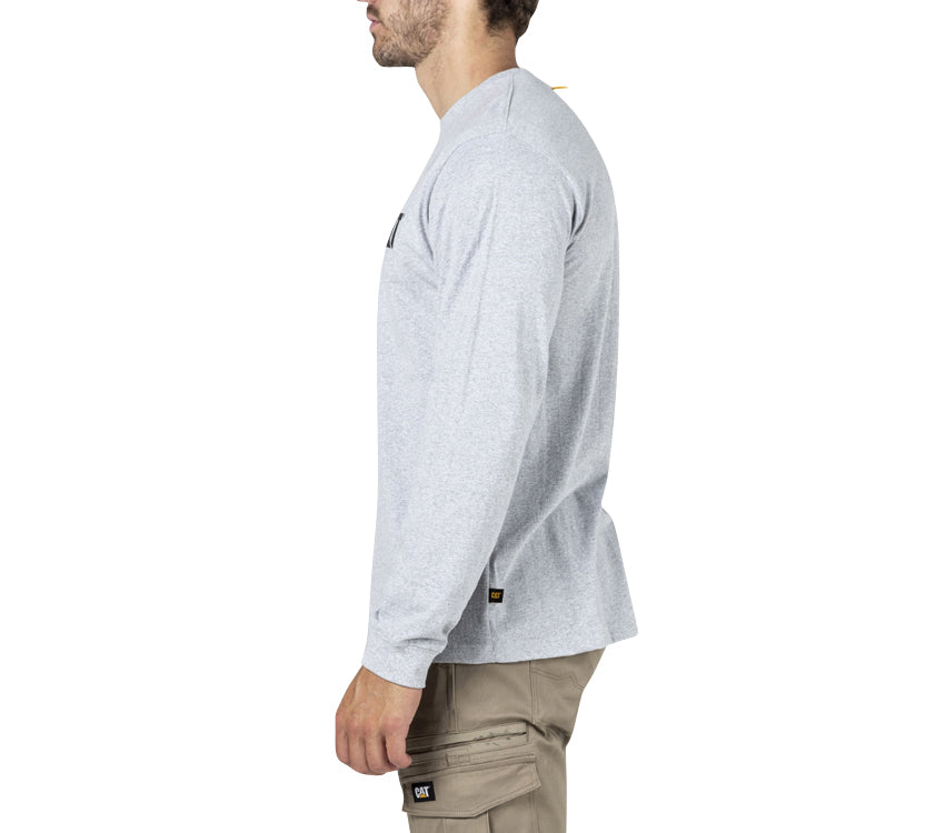 CAT - Trademark Banner Long Sleeve Tee (Heather Grey)