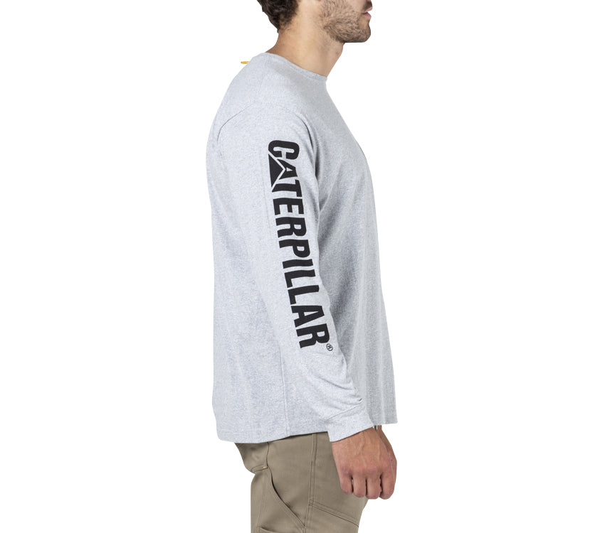 CAT - Trademark Banner Long Sleeve Tee (Heather Grey)