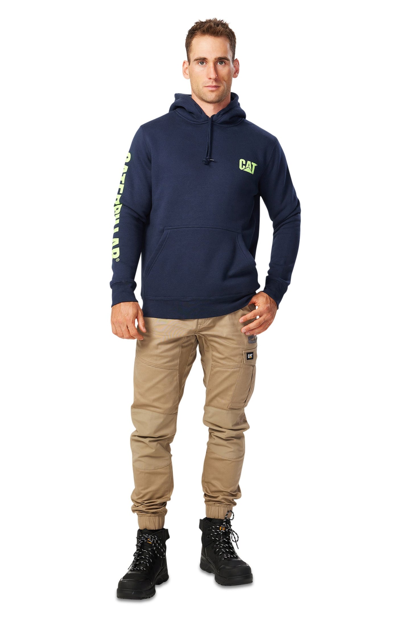 CAT - Trademark Banner Hooded Sweat (Eclipse Hi Vis Yellow)
