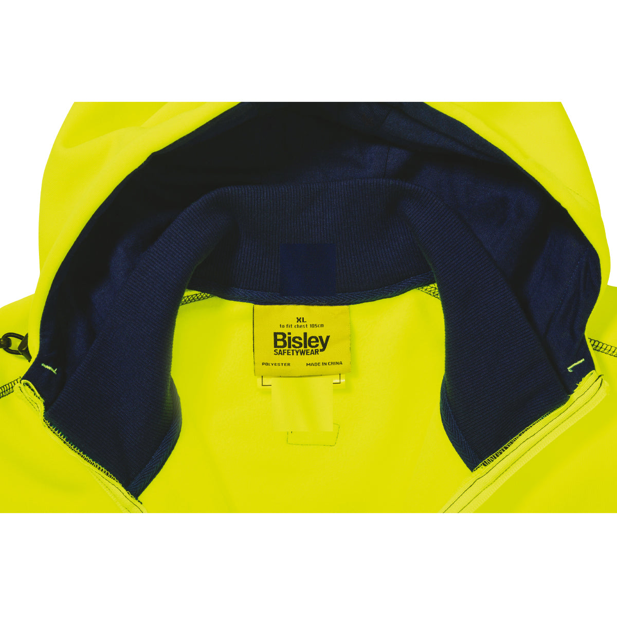 Bisley - Hi Vis Zip Front Fleece Hoodie (Yellow/Navy)