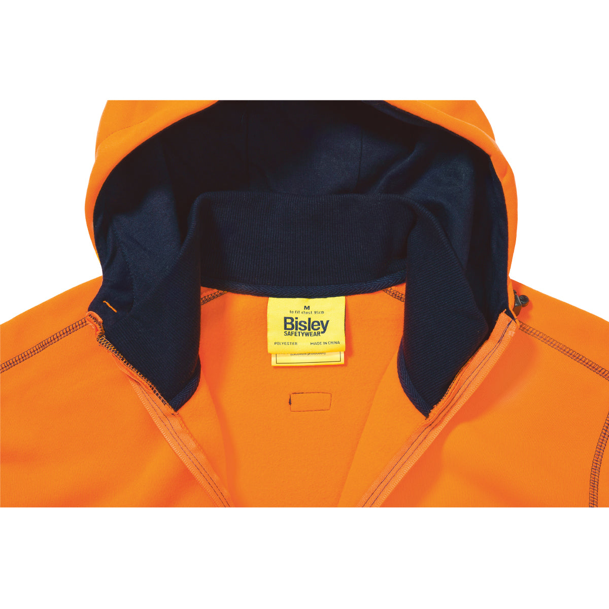 Bisley - Hi Vis Zip Front Fleece Hoodie (Orange/Navy)