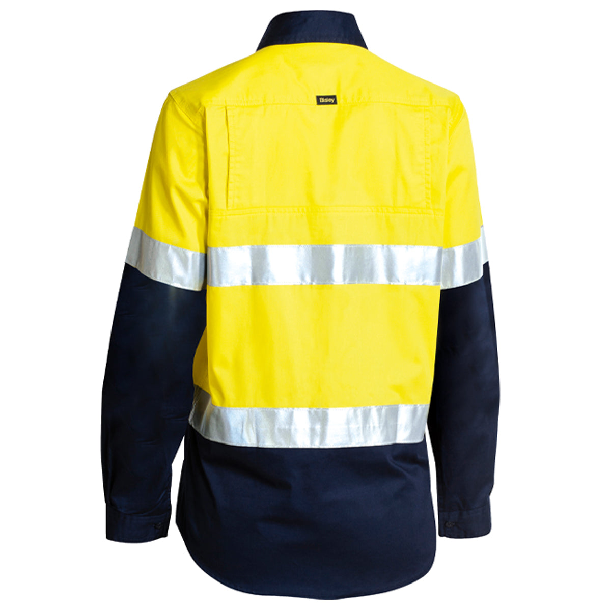 Bisley - Womens Taped Hi Vis Cool Lightweight Drill Shirt (Yellow/Navy)