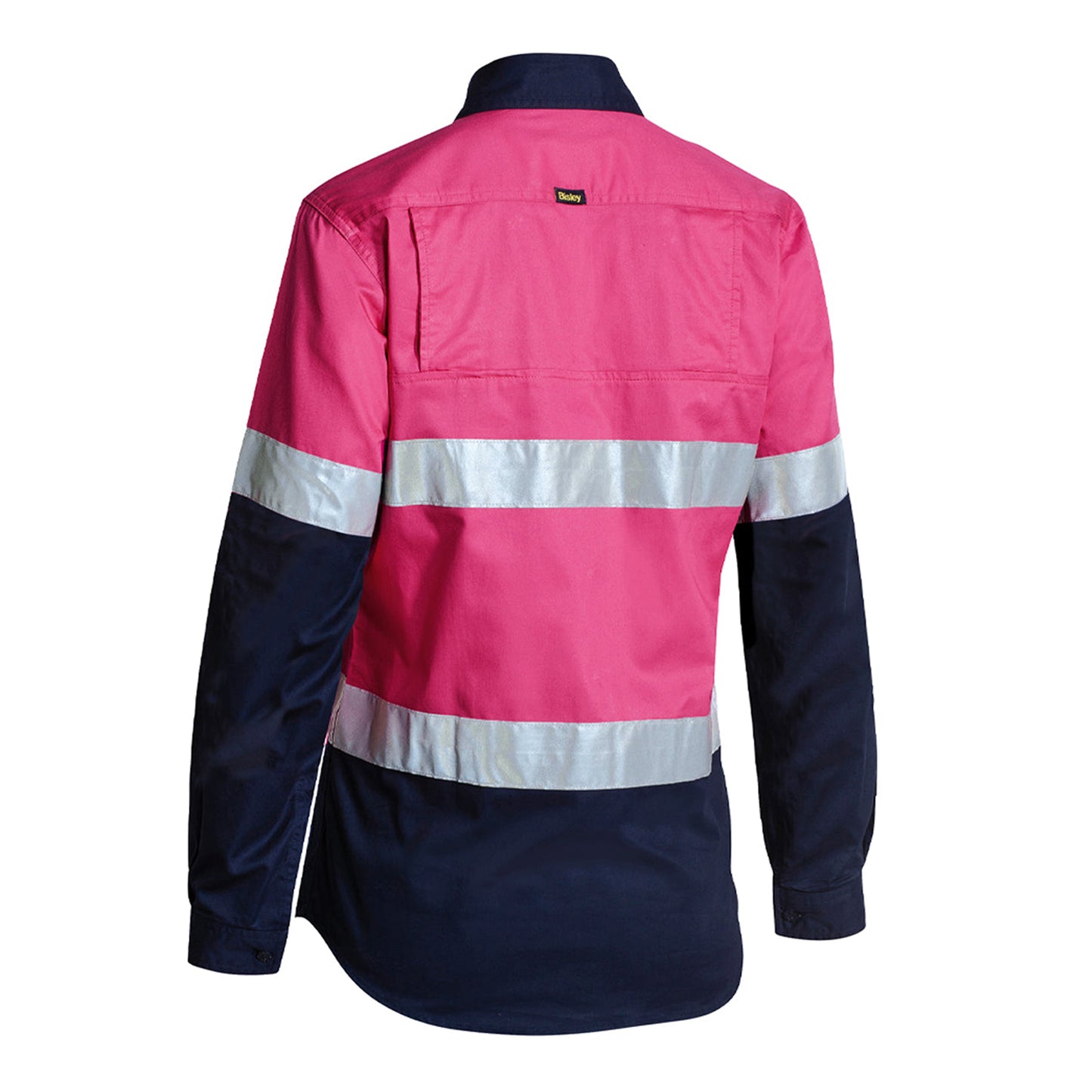 Bisley - Womens Taped Hi Vis Cool Lightweight Drill Shirt (Pink/Navy)