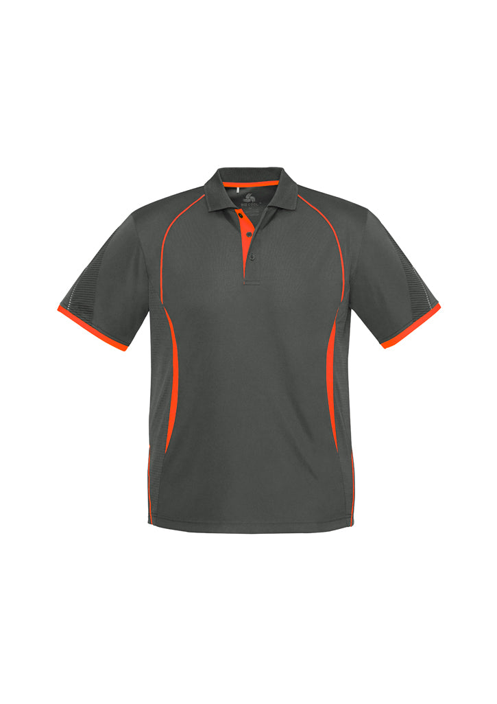 Biz Collection - Mens Razor Polo (Grey/Fluoro Orange)