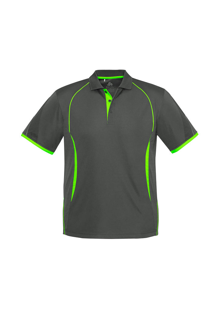 Biz Collection - Mens Razor Polo (Grey/Fluoro Lime)