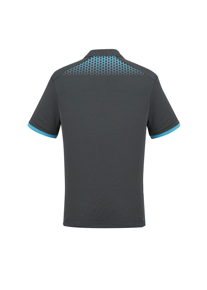 Biz Collection - Mens Galaxy Short Sleeve Polo (Grey/Cyan)