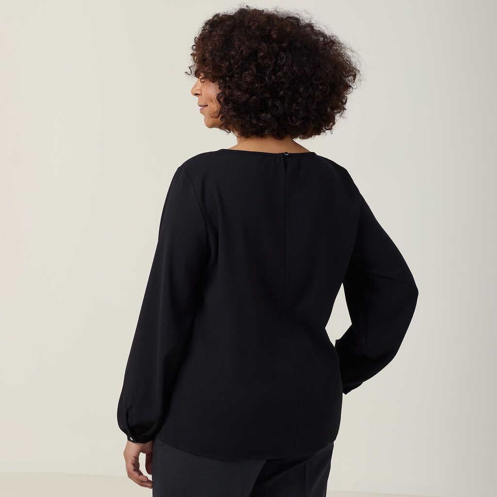 NNT - Heavy Stretch Georgette Long Sleeve Blouse (Black)
