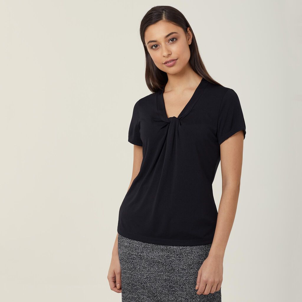 NNT - Matt Jersey Twist Neck Top (Black)