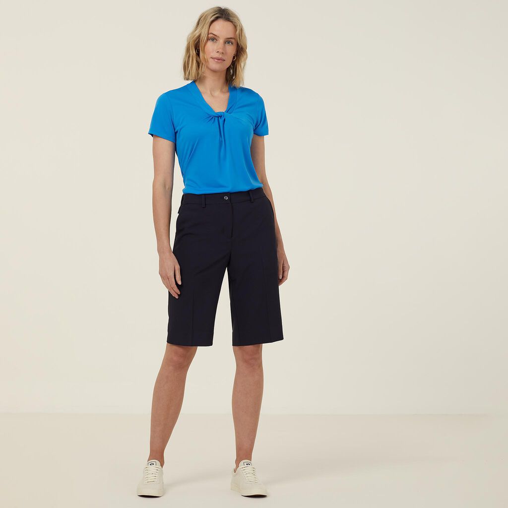 NNT - Matt Jersey Twist Neck Top (Cyan)