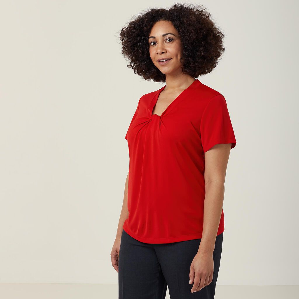 NNT - Matt Jersey Twist Neck Top (Red)