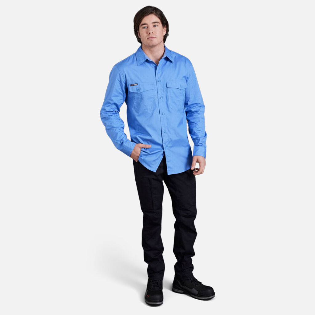 King Gee - Workcool 2 Lightweight Long Sleeve Shirt (Sky)
