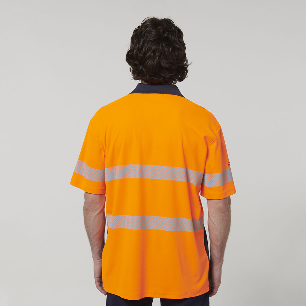Hardyakka - Short Sleeve Taped Hi-Vis Polo (Orange/Navy)