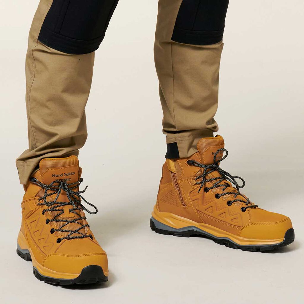 Hard Yakka - Atomic Hybrid Lace Up & Side Zip Safety Boot (Wheat)