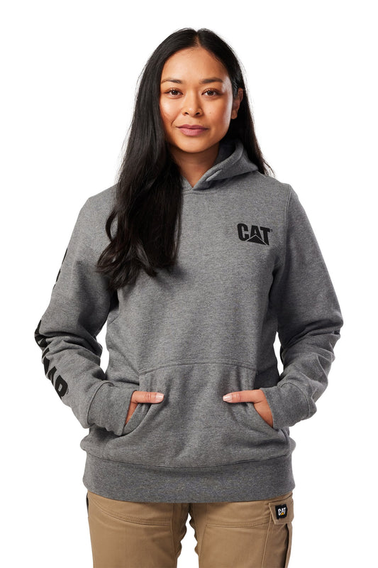 CAT - Womens Trademark Banner Pullover Hoodie (Dark Heather Grey)