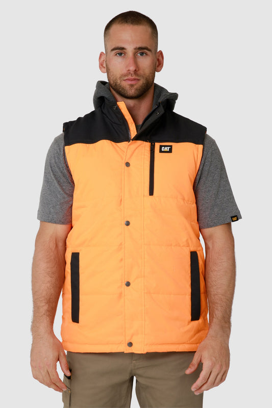 CAT - Hi Vis Hooded Work Vest (HI Vis Orange)