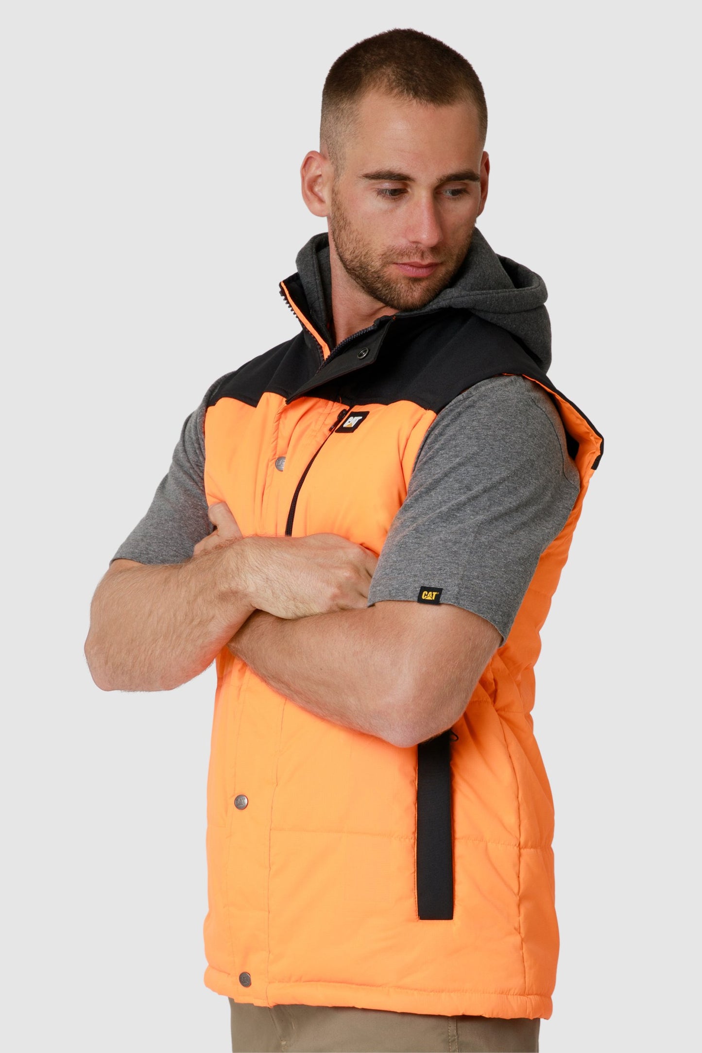 CAT - Hi Vis Hooded Work Vest (HI Vis Orange)