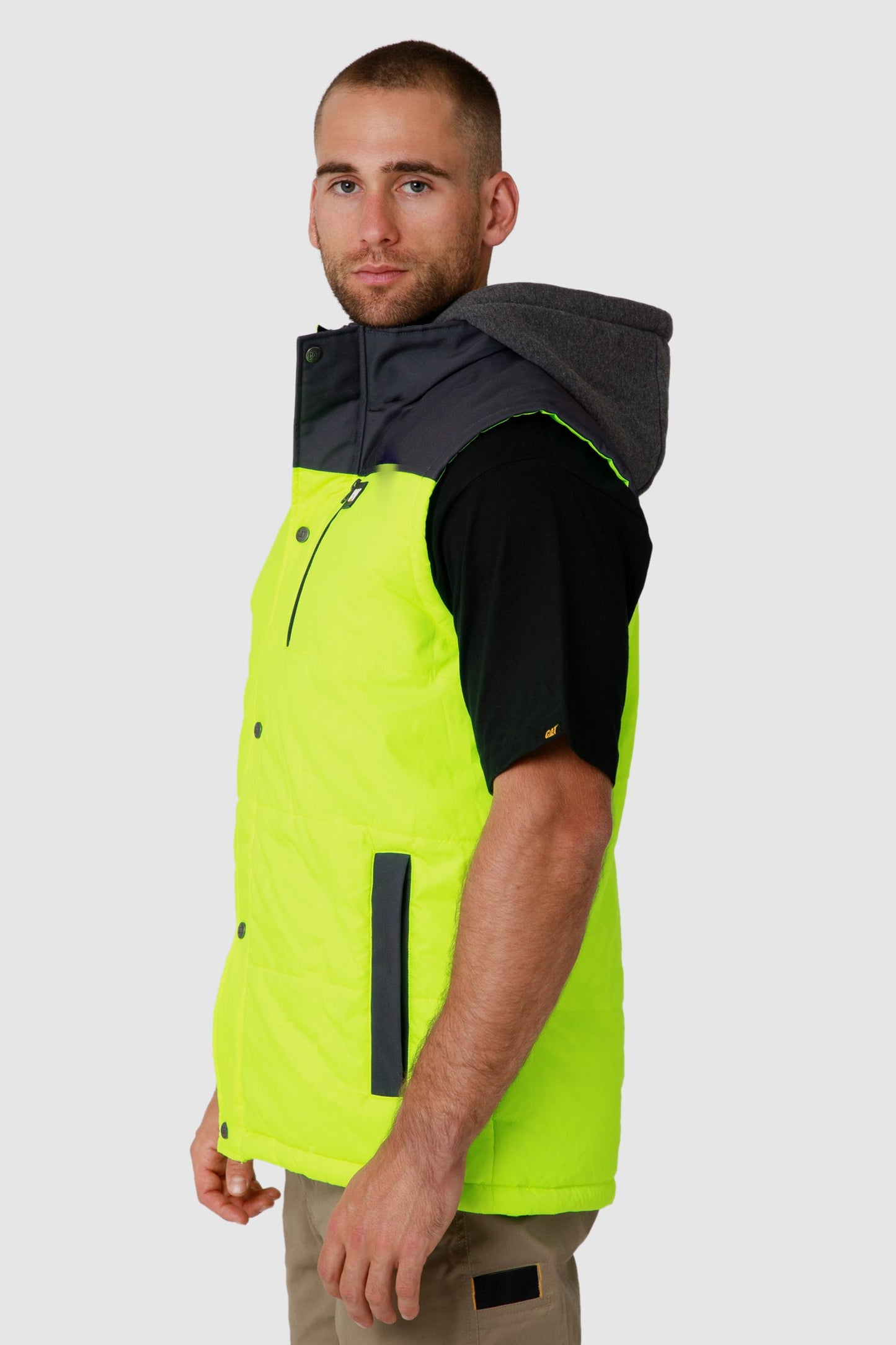 CAT - Hi Vis Hooded Work Vest (HI Vis Yellow)