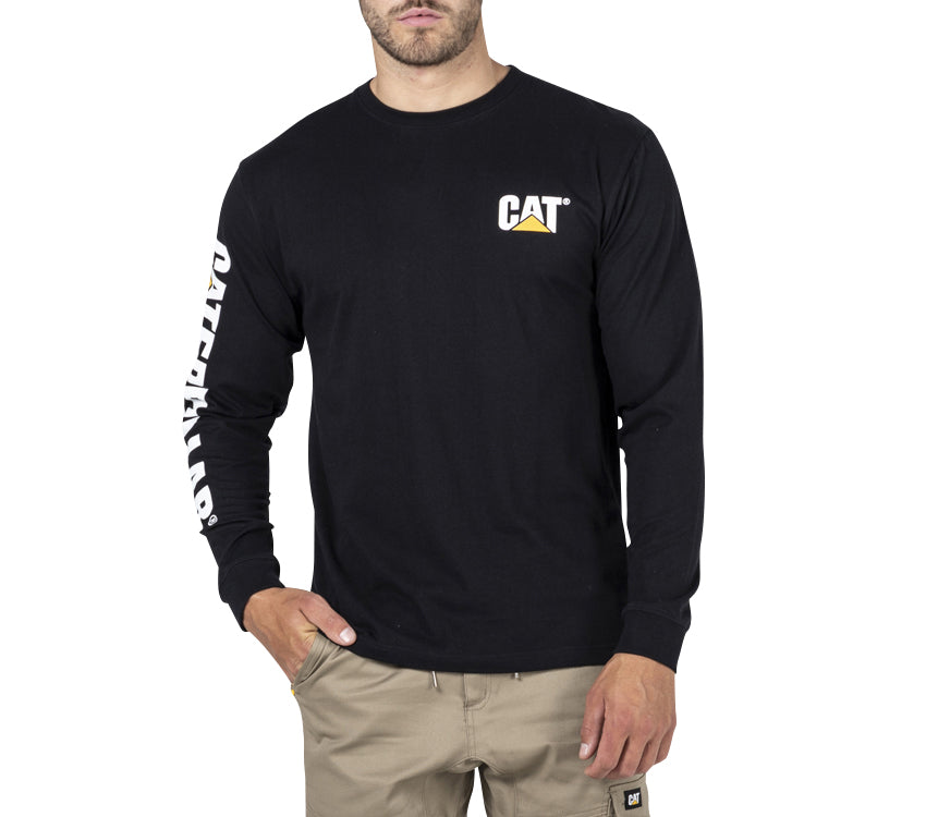 CAT - Trademark Banner Long Sleeve Tee (Black)