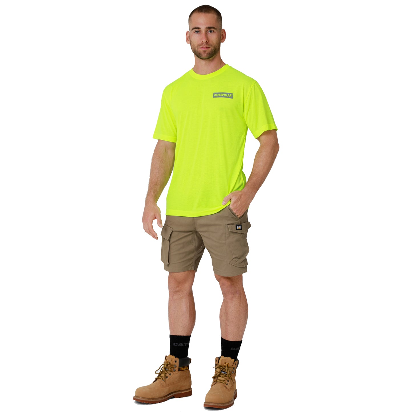 CAT - Triton Block Short Sleeve Tee (Hi Vis Yellow)