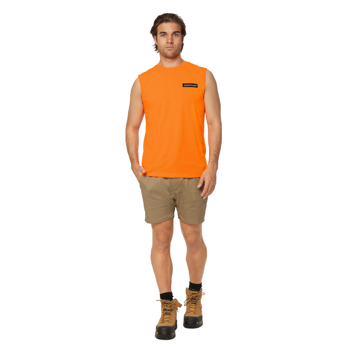 CAT - Icon Muscle Tee (Hi Vis Orange)