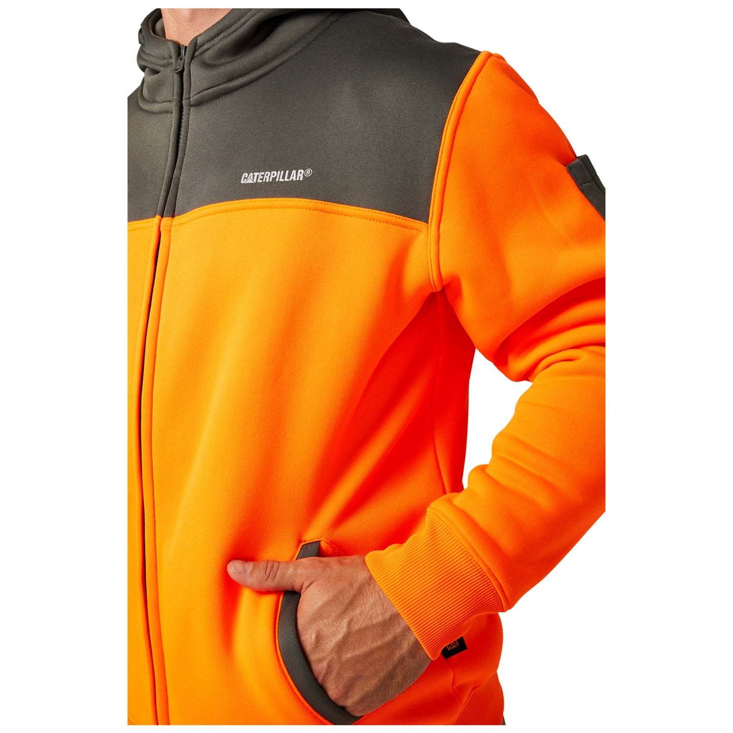 CAT - Hi Vis Full Zip Hoodie (Hi Vis Orange/Grey)