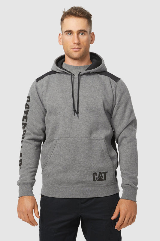 CAT - Logo Panel Hooded Sweatshirt (Dark Heather Grey)