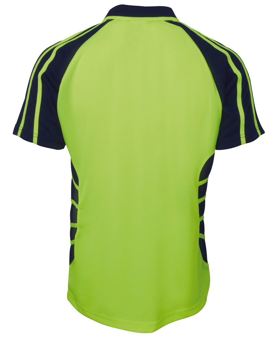 JBs Wear - Hi Vis Short Sleeve Spider Polo (Lime/Navy)