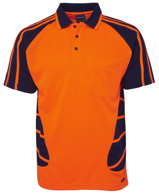 JBs Wear - Hi Vis Short Sleeve Spider Polo (Orange/Navy)