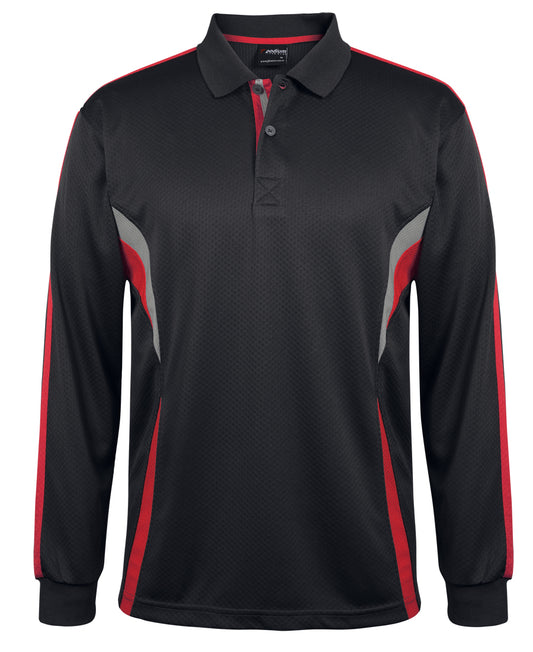 JBs Wear - Podium Long Sleeve Cool Polo (Black/Red/Grey)