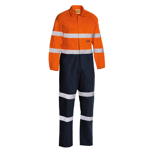 Bisley - Taped Hi Vis Drill Coverall (Orange/Navy)