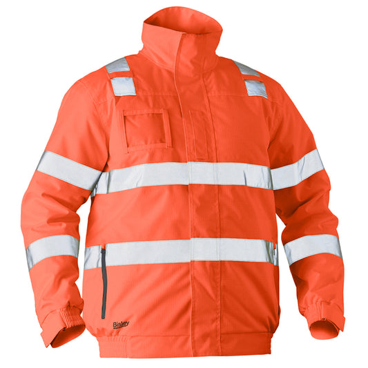 Bisley - Taped Hi Vis Wet Weather Bomber Jacket (Orange)