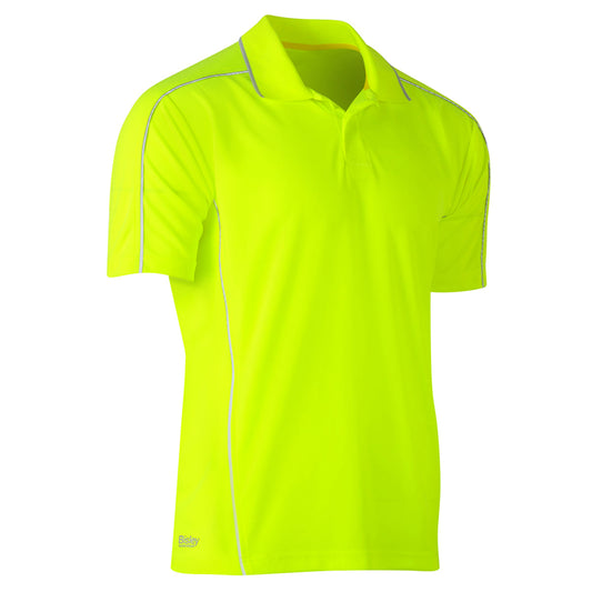 Bisley - Cool Mesh Polo with Reflective Piping Short Sleeve (Yellow)