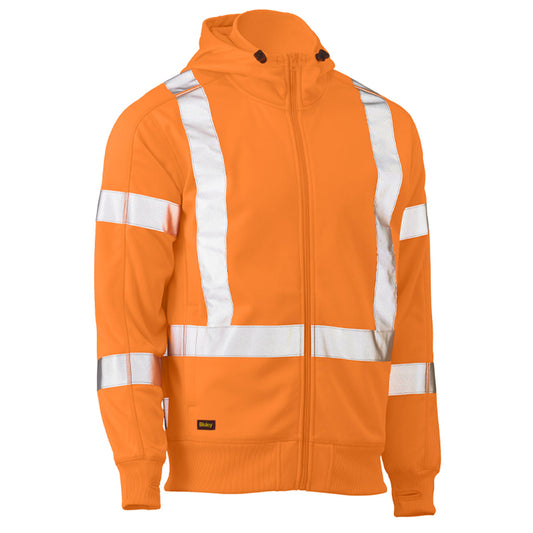 Bisley - X Taped Hi Vis Zip Front Fleece Hoodie (Rail Orange)