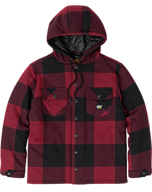 CAT - Hooded Flannel Shirt Jacket (Carmenere/Black)