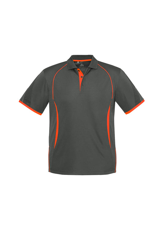 Biz Collection - Mens Razor Polo (Grey/Fluoro Orange)
