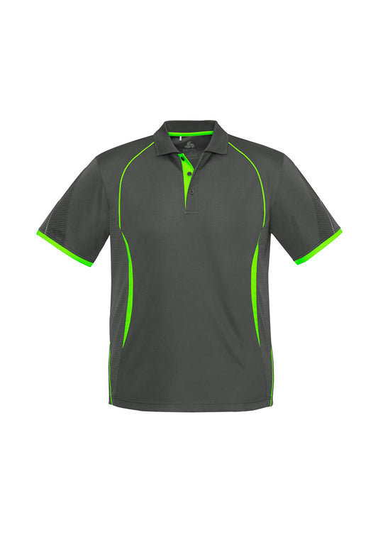 Biz Collection - Mens Razor Polo (Grey/Fluoro Lime)