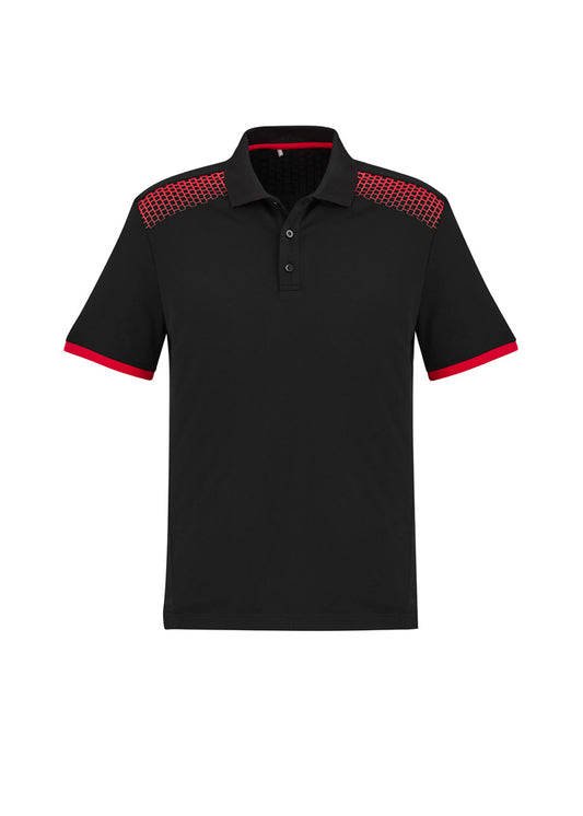 Biz Collection - Mens Galaxy Short Sleeve Polo (Black/Red)
