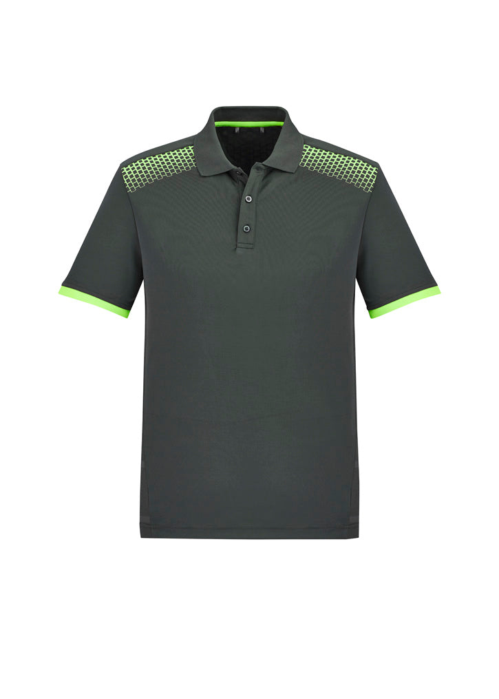 Biz Collection - Mens Galaxy Short Sleeve Polo (Grey/Fluoro Lime)