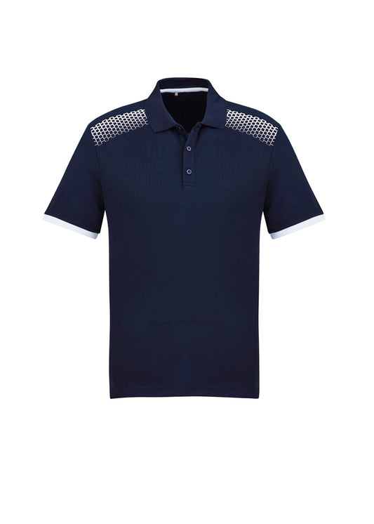 Biz Collection - Mens Galaxy Short Sleeve Polo (Navy/White)