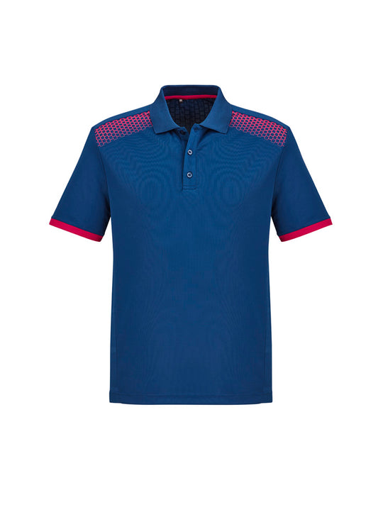 Biz Collection - Mens Galaxy Short Sleeve Polo (Steel Blue/Magenta)