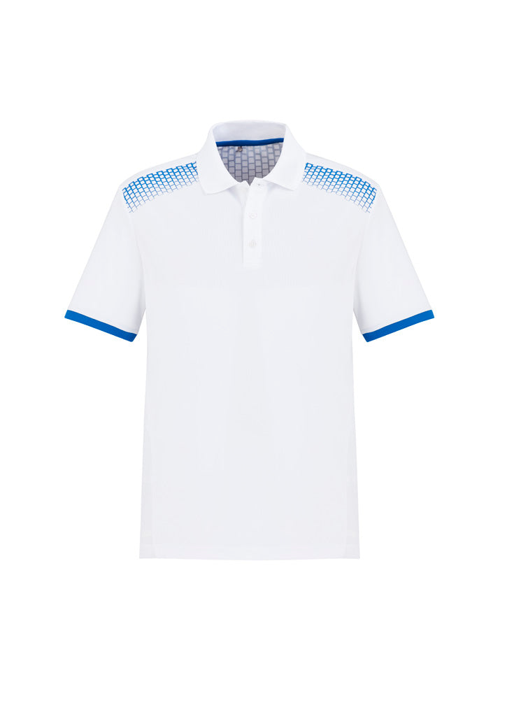 Biz Collection - Mens Galaxy Short Sleeve Polo (White/Royal)