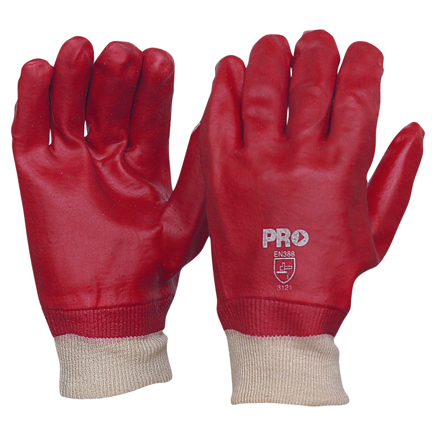 Pro Choice - 27cm Red PVC Glove with Knitted Wrist