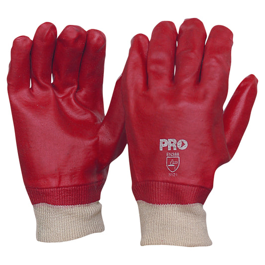 Pro Choice - 27cm Red PVC Glove with Knitted Wrist