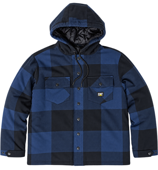 CAT - Hooded Flannel Shirt Jacket (Detroit Blue/Black)