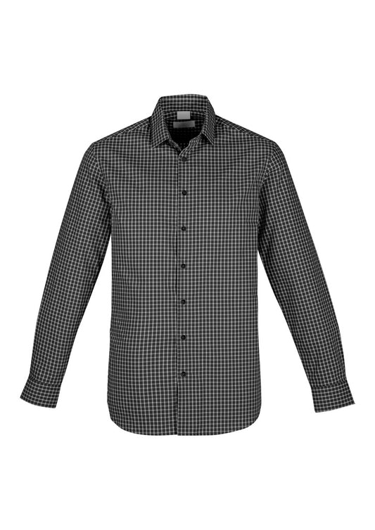 Biz Corporate - Mens Noah Long Sleeve Shirt (Black/White)