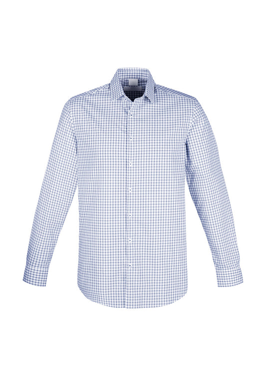 Biz Corporate - Mens Noah Long Sleeve Shirt (White/Blue)