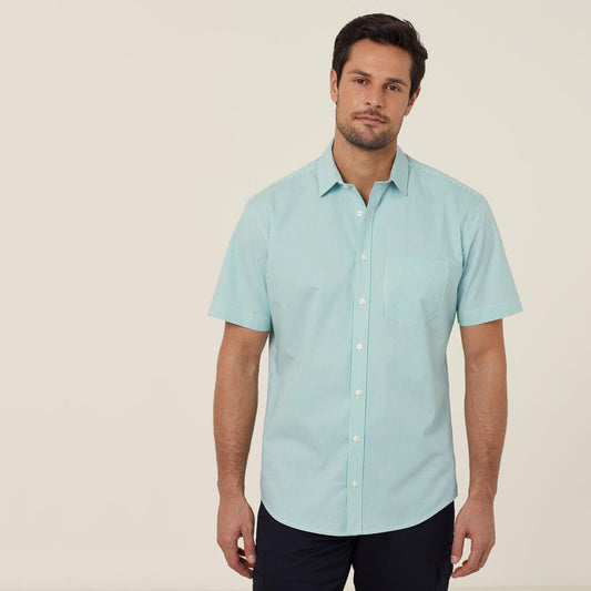 NNT - Avignon Fine Block Stripe Stretch Short Sleeve Shirt (Mint White)