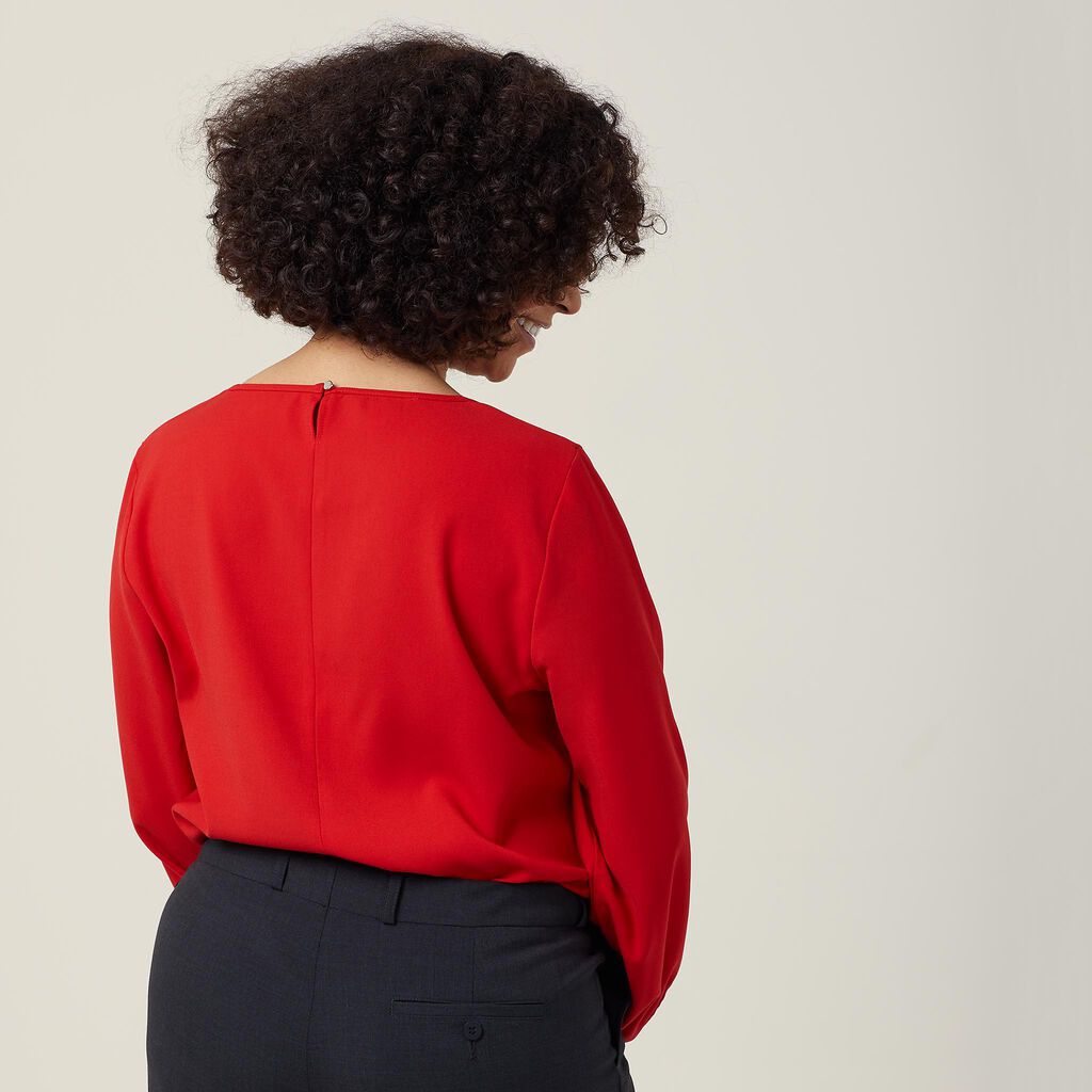 NNT - Heavy Stretch Georgette Long Sleeve Blouse (Red)