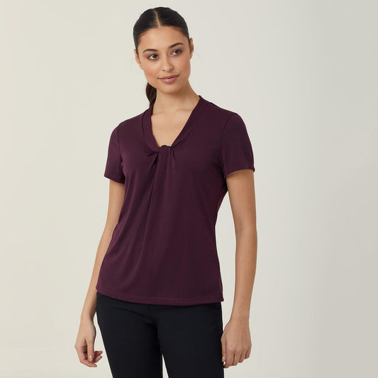 NNT - Matt Jersey Twist Neck Top (Blackberry)